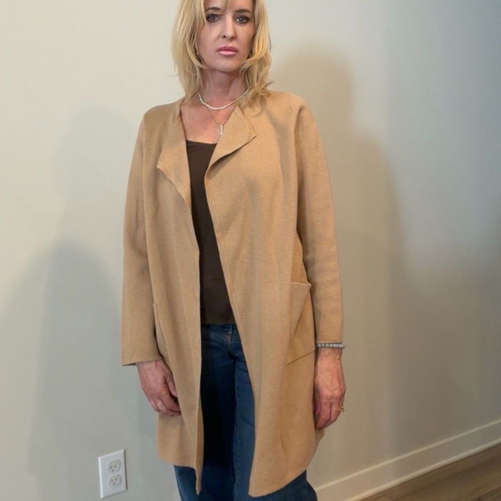 Tan Open Front Cardigan